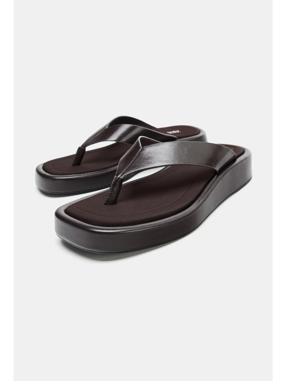 Zara Women's Brown Platform Flip Flop Sandals
